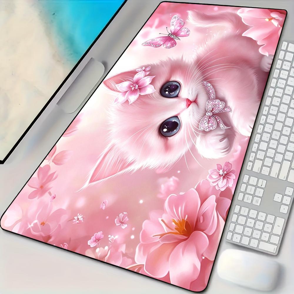 Pc Gaming Pink - Dromerige roze kattenmuispad bureaumat groot computer